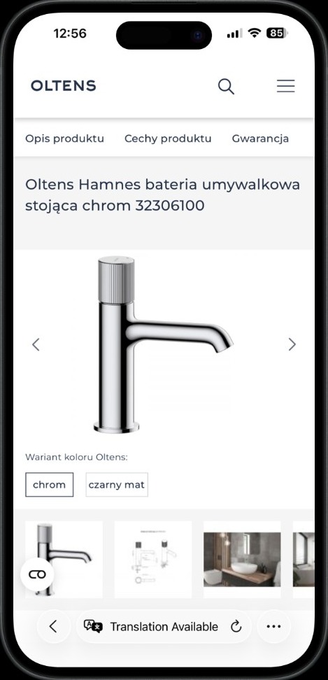 PDP Oltens Hamnes bateria umywalkowa stojąca chrom — wariant systemowy